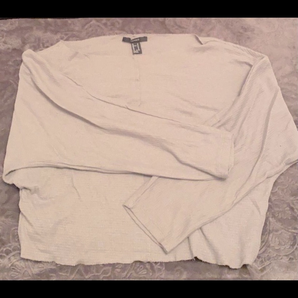Grey thermal drop shoulder top